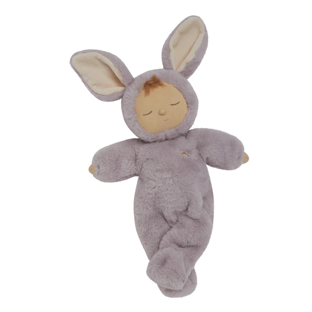 Olli Ella Cozy Dinkum Bunny Twinkle in a plush lilac onesie