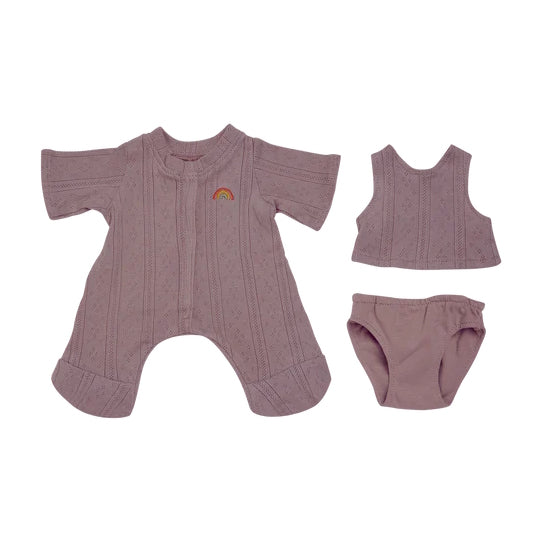 Olli Ella Dinkum Doll Pointelle PJs Set Lavender at Milk Tooth Australia