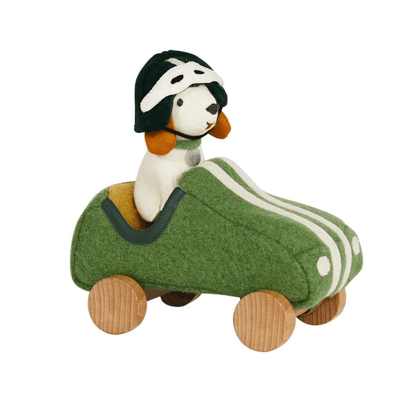 Olli Ella | Holdie Dog-Go Racer Boy Green at Milk Tooth Australia