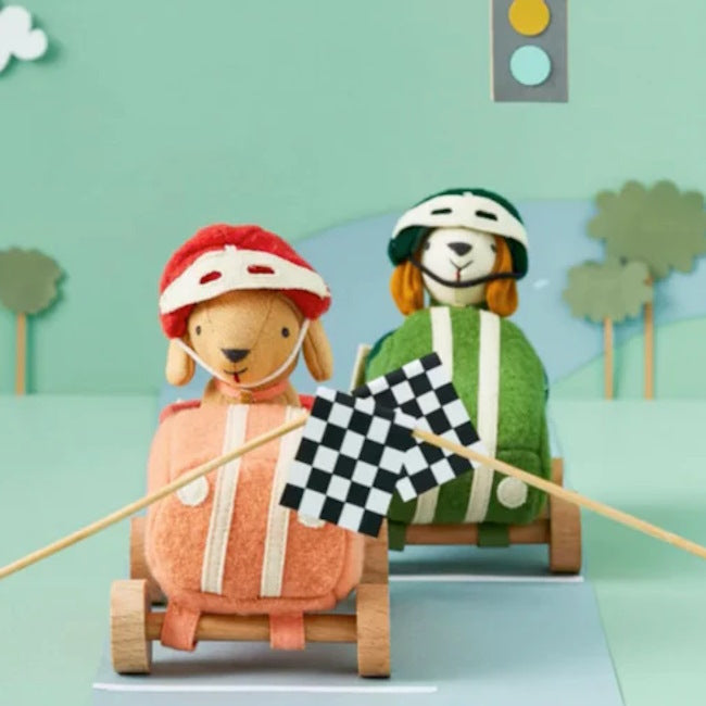 Olli Ella | Holdie Dog-Go Racer Boy Green at Milk Tooth Australia