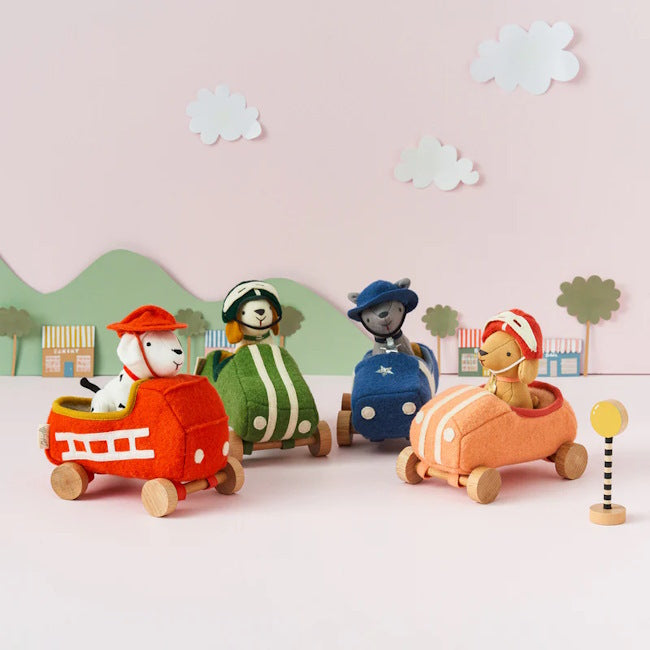 Olli Ella | Holdie Dog-Go Racer Boy Green at Milk Tooth Australia