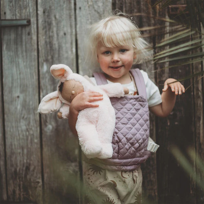 Olli Ella Quilted Dinkum Doll Carrier Lavender at Milk Tooth Australia