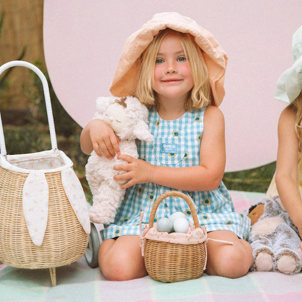 Olli Ella Rattan Berry Basket with Lining Gumdrop Milk Tooth