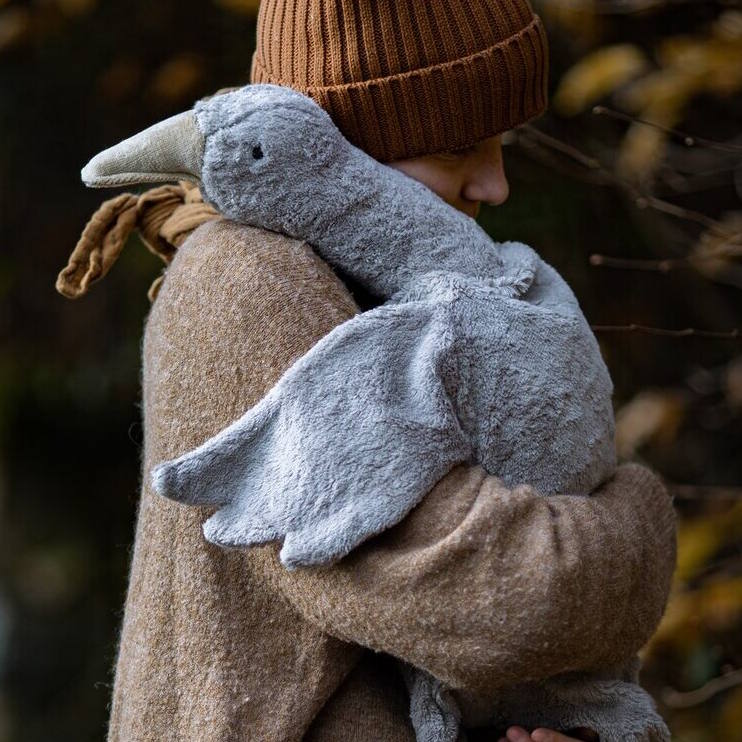 Senger | Cuddly Animal Goose Large Grey Vegan w/ removable heat/cool pack at Milk Tooth Australia