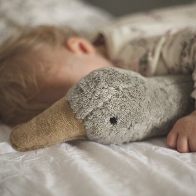 Senger | Cuddly Animal Goose Large Grey Vegan w/ removable heat/cool pack at Milk Tooth Australia