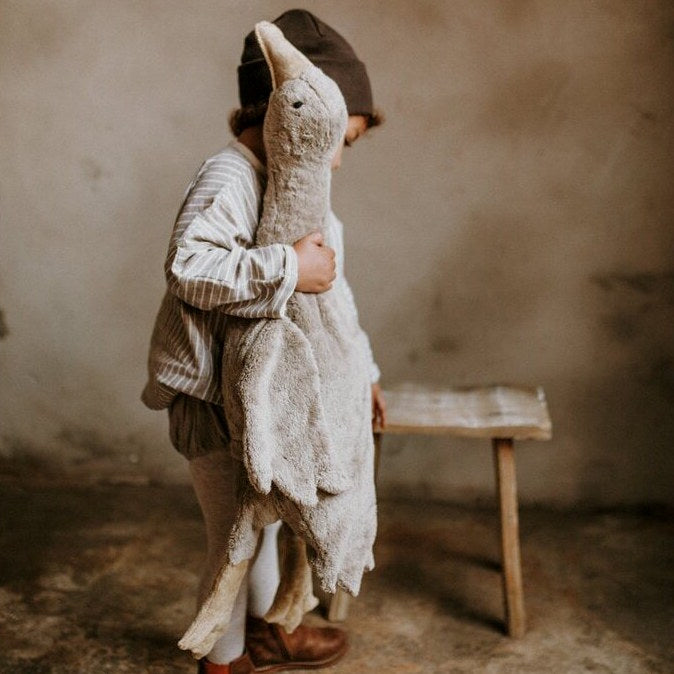 Senger | Cuddly Animal Goose Large Grey Vegan w/ removable heat/cool pack at Milk Tooth Australia