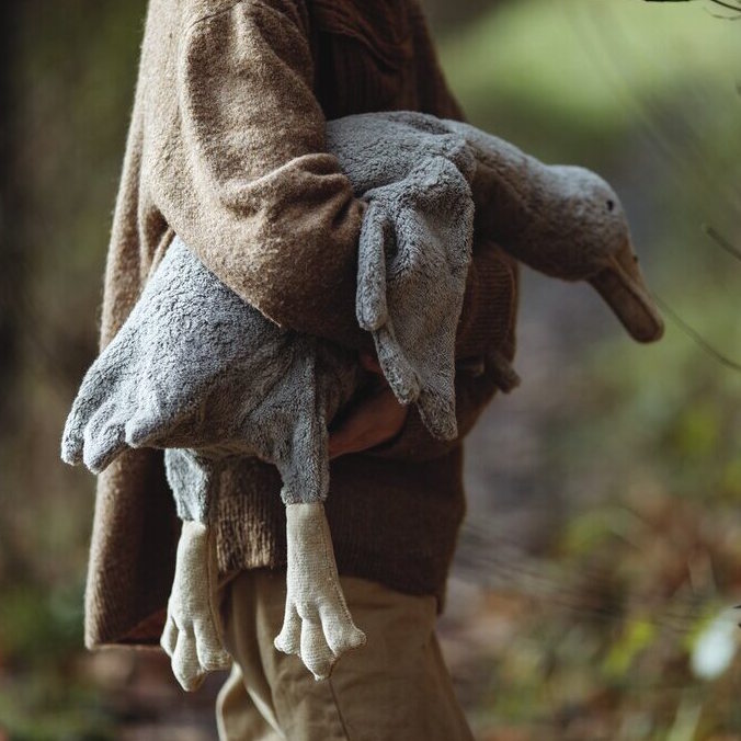 Senger | Cuddly Animal Goose Large Grey Vegan w/ removable heat/cool pack at Milk Tooth Australia