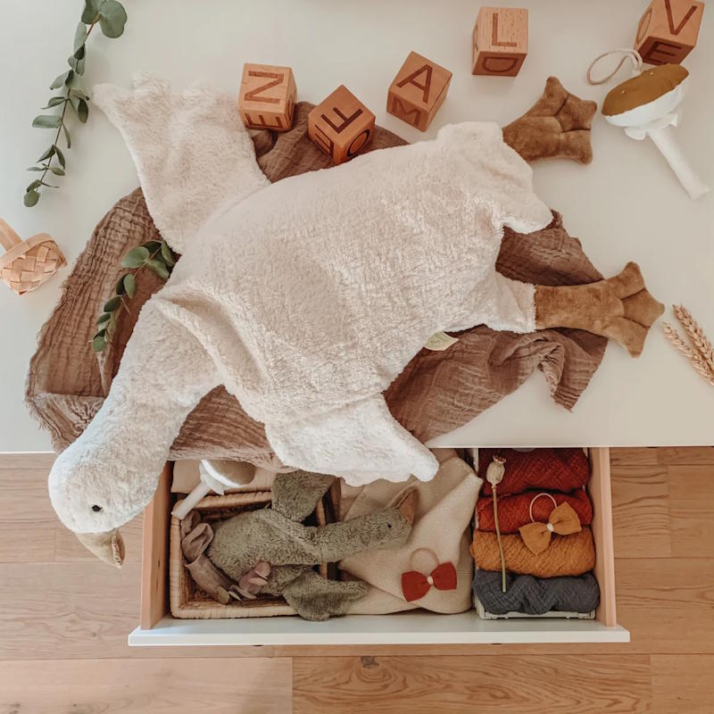 Senger | Cuddly Animal Goose Large White w/ removable heat/cool pack at Milk Tooth Australia