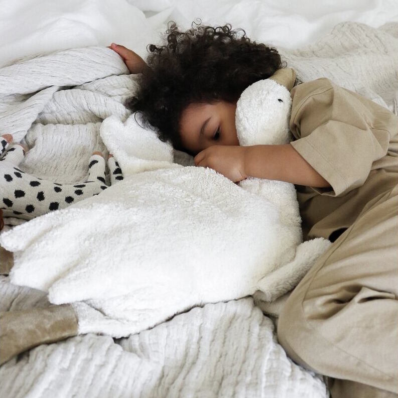 Senger | Cuddly Animal Goose Large White w/ removable heat/cool pack at Milk Tooth Australia