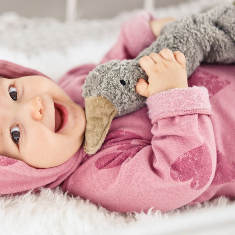 Senger | Cuddly Animal Goose Small Grey Vegan w/ removable heat/cool pack at Milk Tooth Australia