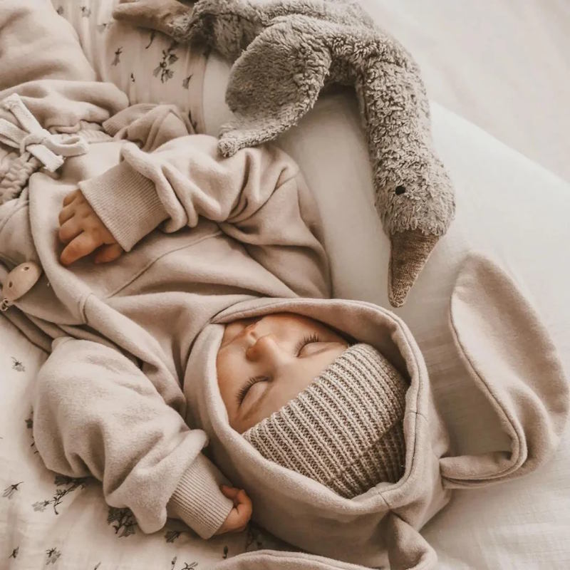 Senger | Cuddly Animal Goose Small Grey Vegan w/ removable heat/cool pack at Milk Tooth Australia