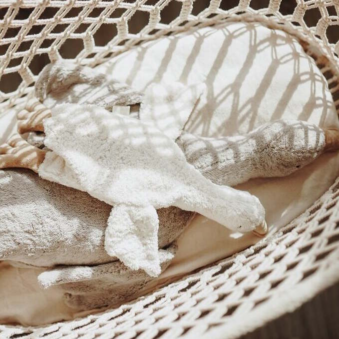 Senger | Cuddly Animal Goose Small White w/ removable heat/cool pack at Milk Tooth Australia