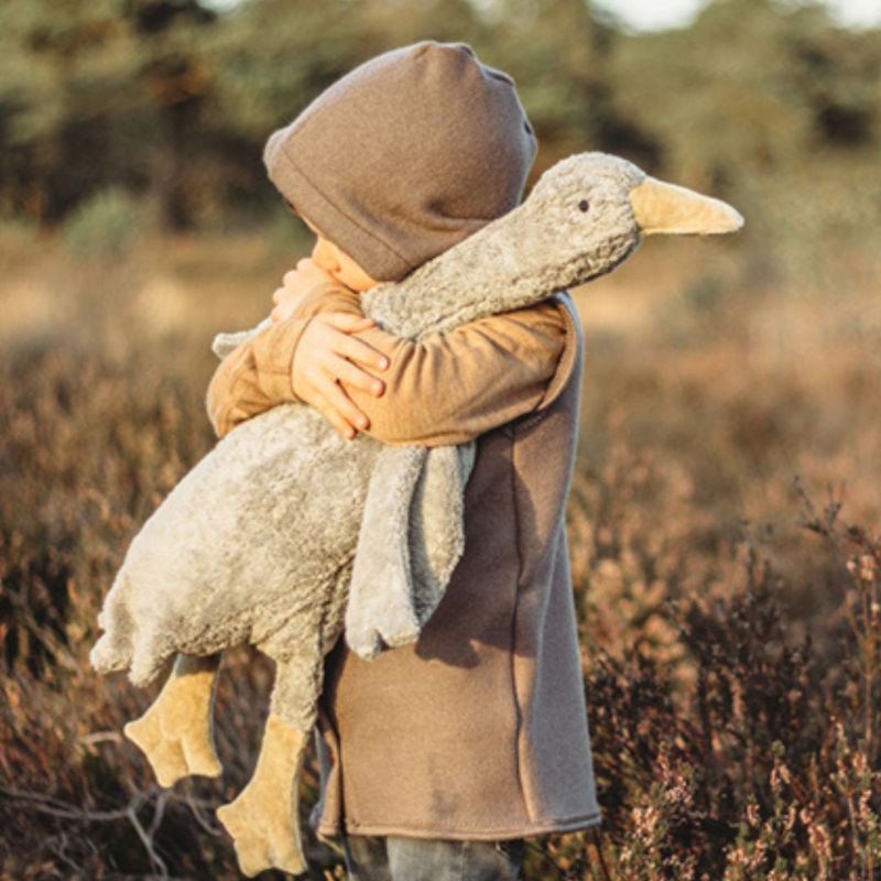 Senger | Cuddly Animal Goose Large Grey Vegan w/ removable heat/cool pack at Milk Tooth Australia