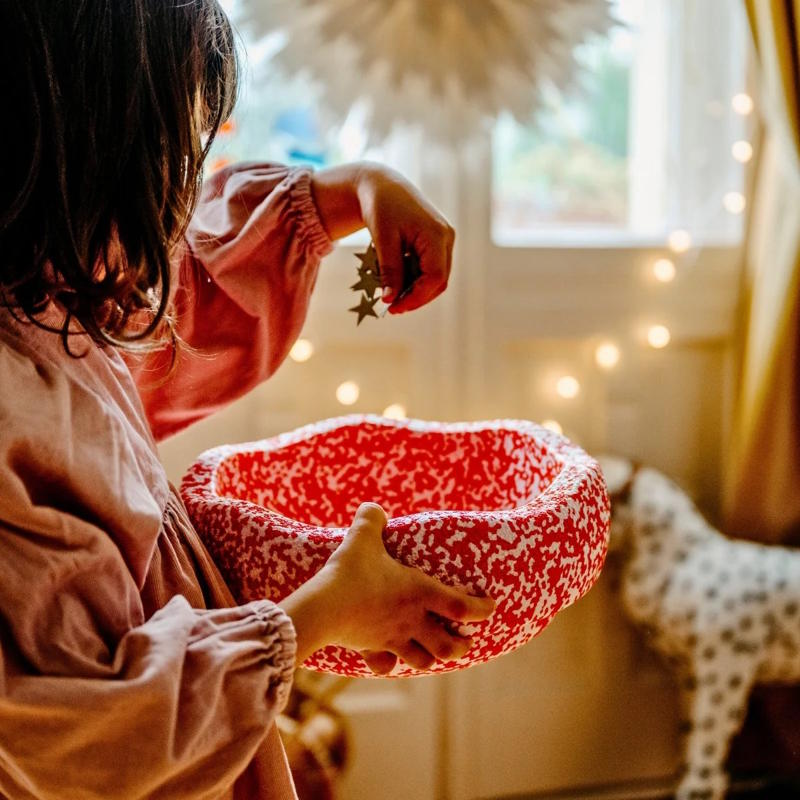 Stapelstein Christmas Limited Edition Stone Red & Blush at Milk Tooth Australia