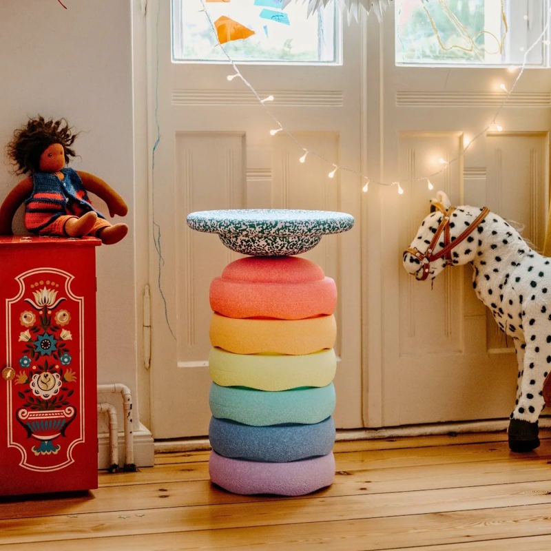 Stapelstein Christmas Promo  Rainbow Pastel 6 + FREE Dark Green/Blush Board at Milk Tooth Australia