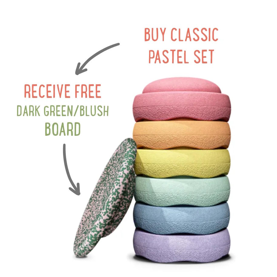 Stapelstein Christmas Promo  Rainbow Pastel 6 + FREE Dark Green/Blush Board at Milk Tooth Australia