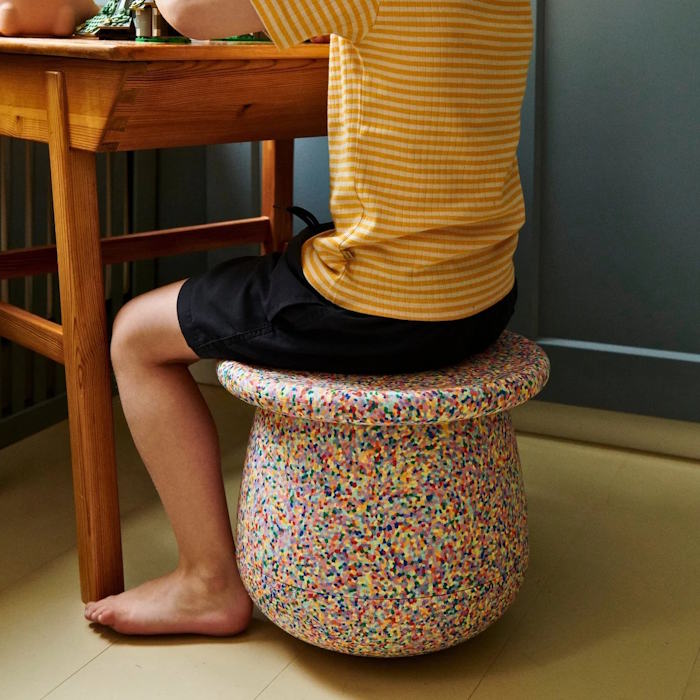 Stapelstein Dynamic Set Small Super Confetti stool and balance board for kids at Milk Tooth Australia