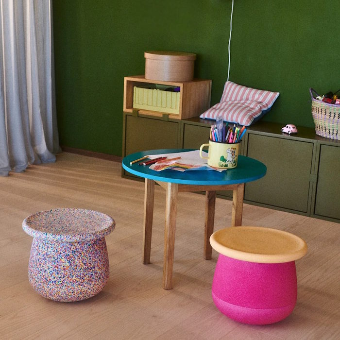 Stapelstein Dynamic Set Small Super Confetti stool and balance board for kids at Milk Tooth Australia