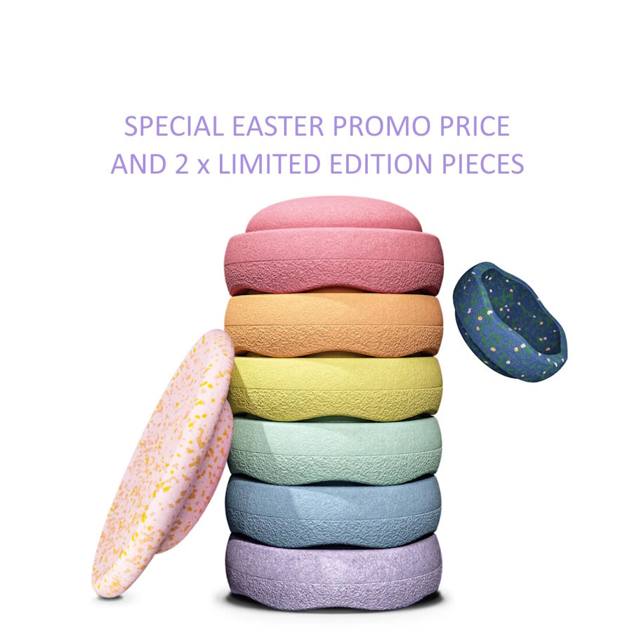 Stapelstein EASTER PROMO | Rainbow Pastel 6+1 (Petal Board) + Pond Mini Stone PRE-ORDER