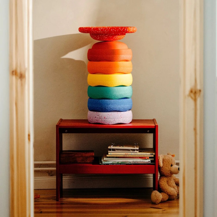 Stapelstein | Limited Edition Rainbow Classic 6+1 (Agaric Toadstool Board & Speckled Violet Stone)