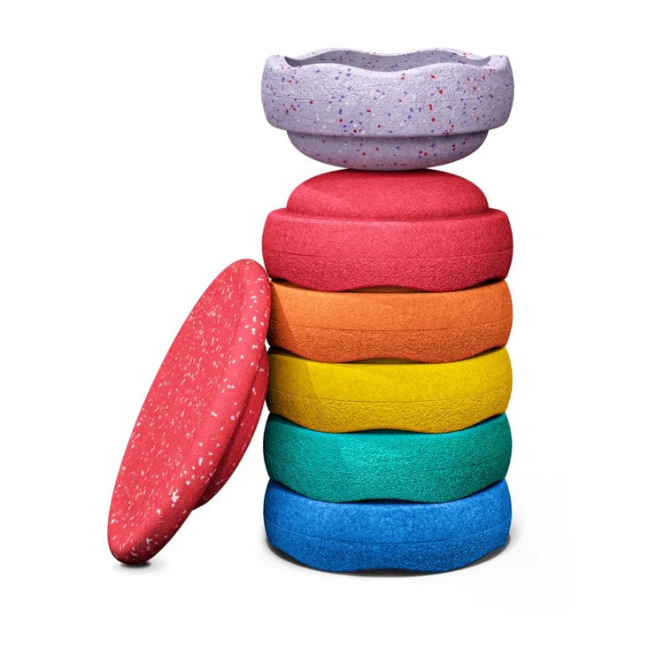 Stapelstein | Limited Edition Rainbow Classic 6+1 (Agaric Toadstool Board &amp; Speckled Violet Stone)
