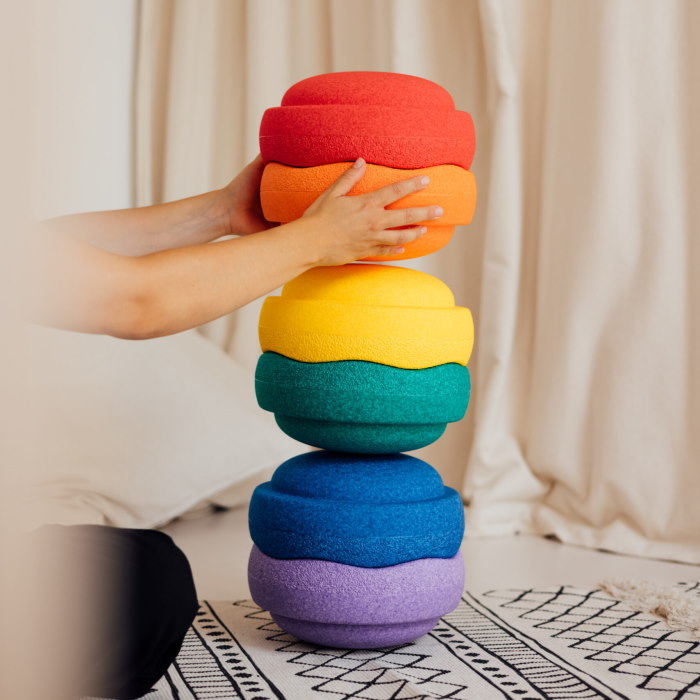 Stapelstein Christmas Promo Rainbow Classic 6 + FREE Dark Green/Blush Board at Milk Tooth Australia