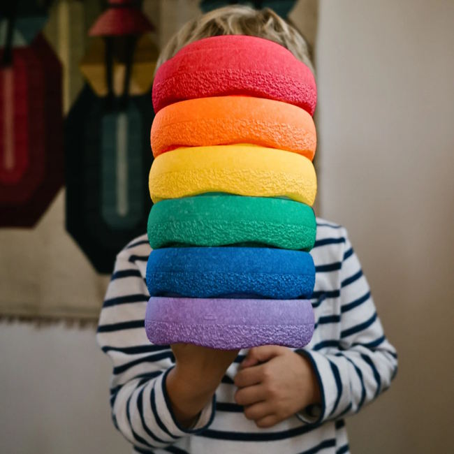 Stapelstein | Mini Rainbow Classic Set of 6 + FREE SUPER CONFETTI MINI at Milk Tooth Australia