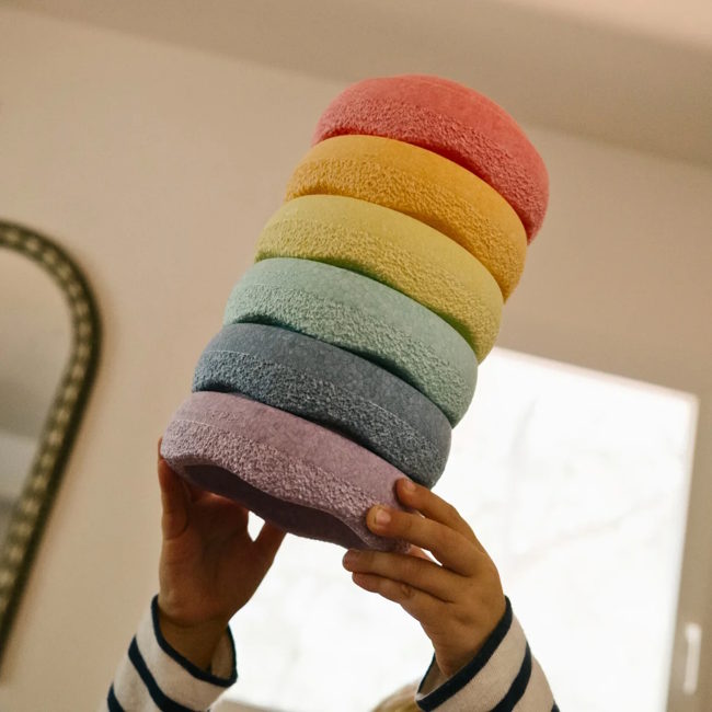 Stapelstein | Mini Rainbow Pastel Set of 6 + FREE SUPER CONFETTI MINI at Milk Tooth Australia