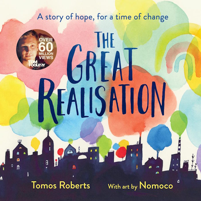Book cover of &#39;The Great Realisation&#39; with colorful abstract designs and text.