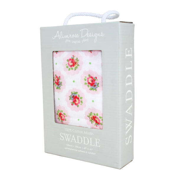 Alimrose Muslin Swaddle Floral Medallion Milk Tooth