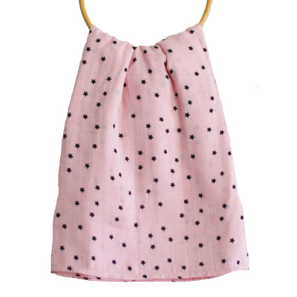Alimrose Muslin Swaddle Starry Night Pink Milk Tooth