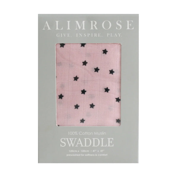 Alimrose | Muslin Swaddle | Starry Night Pink at Milk Tooth