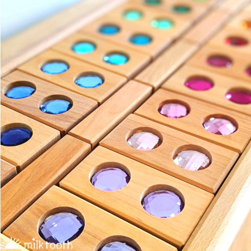 Bauspiel | Colour Street 45 Pieces with Tray | Wooden Blocks