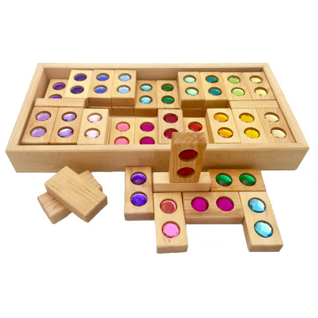 Bauspiel | Colour Street 45 Pieces with Tray | Wooden Blocks