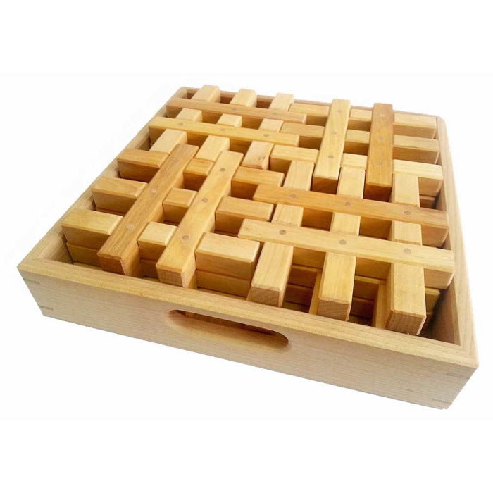Bauspiel | Grids Natural | 12 Blocks with Tray