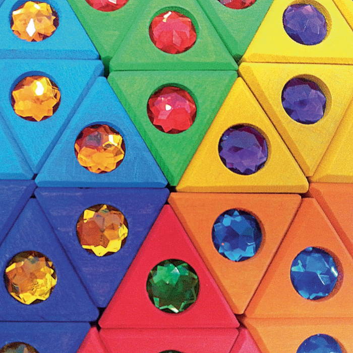 Bauspiel | Junior Triangles | 54 Wooden Blocks with Tray 
