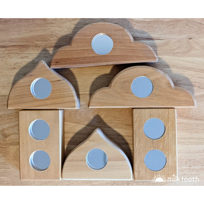 Bauspiel | Mirror Blocks | 12 Wooden Blocks
