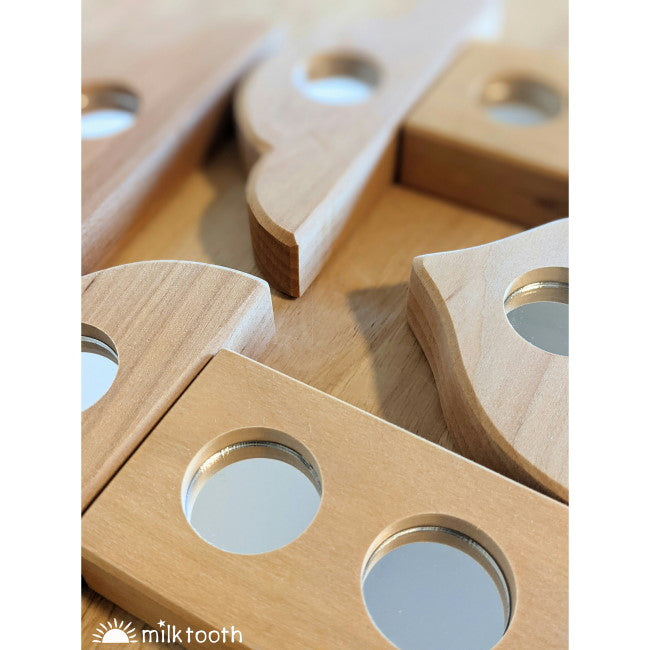 Bauspiel | Mirror Blocks | 12 Wooden Blocks