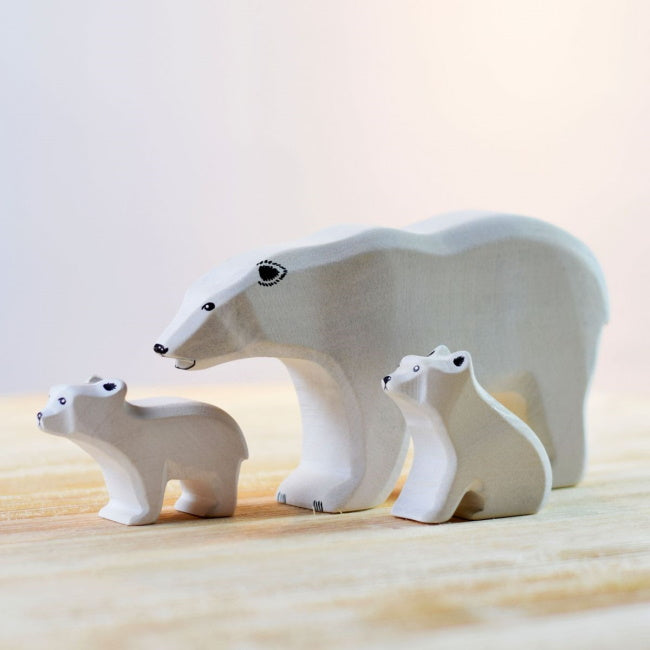 Bumbu Toys | Polar Bear Cub Sitting wooden toy at Milk Tooth