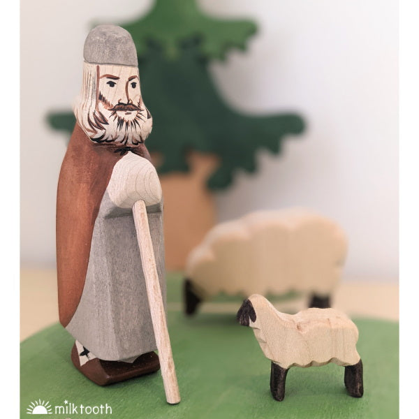 Bumbu Toys | Shepherd Standing with Beard wooden toy at Milk Tooth