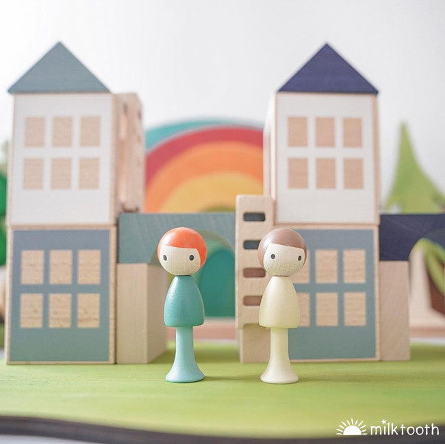 CLiCQUES | Magnetic Wooden Toys | Max & Emil cream & aqua boys