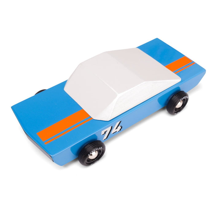 Candylab | Blu 74 wooden toy racing car at Milk Tooth