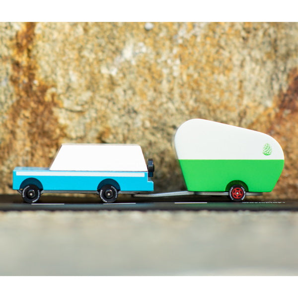 Candylab | Pinecone Camper wooden toy caravan at Milk Tooth