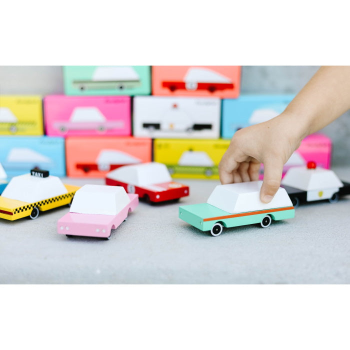 Candylab | Pink Sedan wooden toy car at Milk Tooth