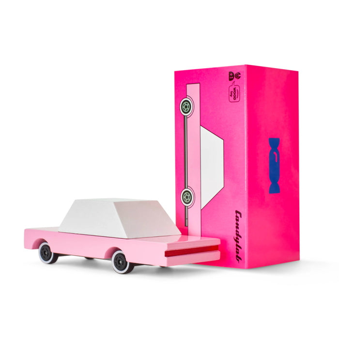 Candylab | Pink Sedan wooden toy car at Milk Tooth