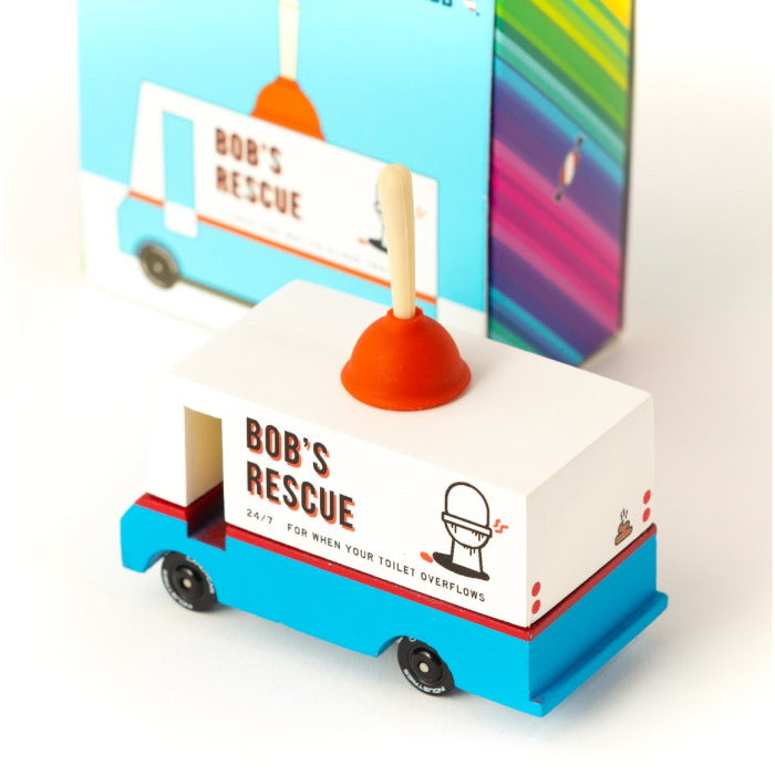 Candylab | Plumbing Van wooden toy truck at Milk Tooth