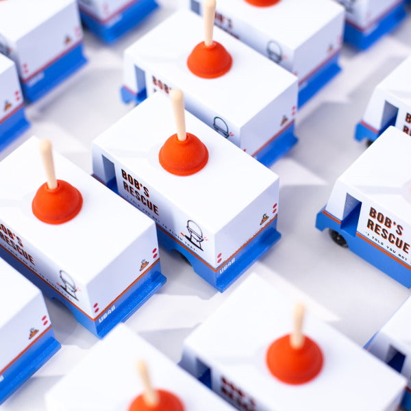 Candylab | Plumbing Van wooden toy truck at Milk Tooth