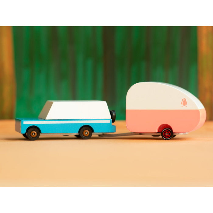 Candylab | Rosebud Camper wooden toy caravan at Milk Tooth