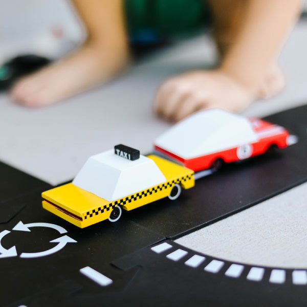 Candylab | Yellow Taxi wooden toy car at Milk Tooth