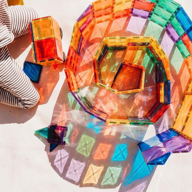 Connetix Magnetic Tiles 100 Piece Rainbow Learning Set